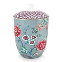 Pip Studio Flower Festival Opbergpot 1,5L - Lichtblauw - thumbnail