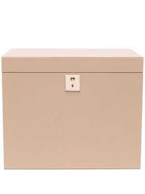Smythson boîte à bijoux ovale en cuir - Tons neutres