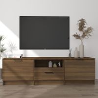 Tv-meubel 140x35x40 cm bewerkt hout bruineikenkleurig - thumbnail