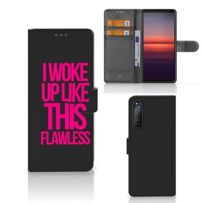 Sony Xperia 5II Hoesje met naam Woke Up - Origineel Cadeau Zelf Maken | Portemonnee hoesje