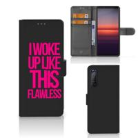 Sony Xperia 5II Hoesje met naam Woke Up - Origineel Cadeau Zelf Maken | Portemonnee hoesje