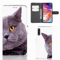 Samsung Galaxy A70 Telefoonhoesje met Pasjes Kat - thumbnail