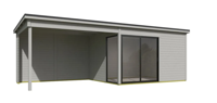 Blokhut Olivia 385x295 Aanbouw Platinum Grey - Outdoor life