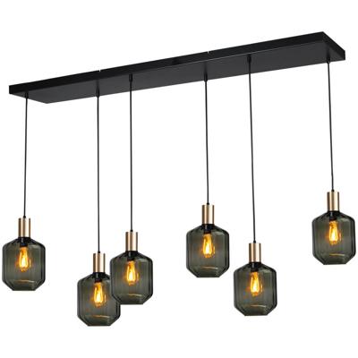 Masterlight 6-lichts hanglamp - goud -Porto met Jagger green glazen - 2711-05-02-130-25610