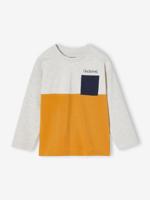 Colorblock jongensshirt okergeel