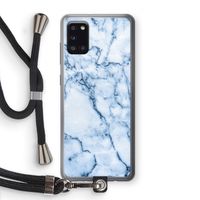 Blauw marmer: Samsung Galaxy A31 Transparant Hoesje met koord