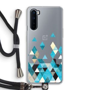 Gekleurde driehoekjes blauw: OnePlus Nord Transparant Hoesje met koord