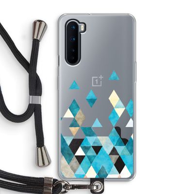 Gekleurde driehoekjes blauw: OnePlus Nord Transparant Hoesje met koord