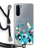 Gekleurde driehoekjes blauw: OnePlus Nord Transparant Hoesje met koord