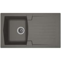 STRADOUR Ingebouwde gootsteen 1 kom + 1 afdruiprek Arena - Hars - 86 x 50 cm - Beton grijs