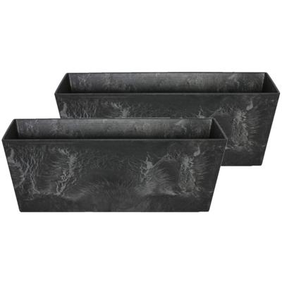 Ter Steege Plantenbak - 2x - gerecycled kunststof - zwart - 55 x 17 cm - Binnen en buiten gebruik