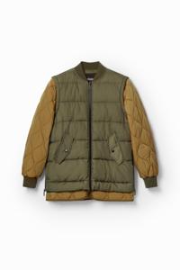 Gewatteerd bomberjack met afneembare mouwen - GREEN - S