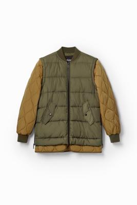 Gewatteerd bomberjack met afneembare mouwen - GREEN - XXL