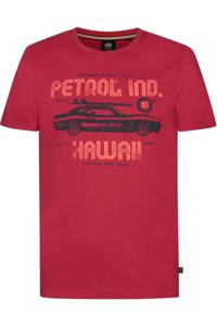 Petrol Industries Modern Fit T-Shirt ronde hals rood, Bedrukt
