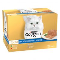 Purina Gourmet Gold Mousse met konijn, rund, kalf, lam natvoer kat (24x85g) 48 x 85 g