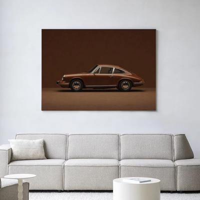 Urban Cotton Wandkleed 'Brown Porsche' 80 x 110cm in Frame - black