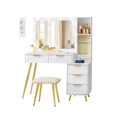 Kaptafel met Kruk en Spiegel voor Slaapkamer en Make Up