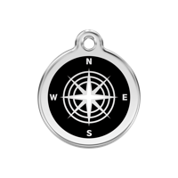 Compass Black roestvrijstalen hondenpenning medium/gemiddeld dia. 3 cm - Reddingo