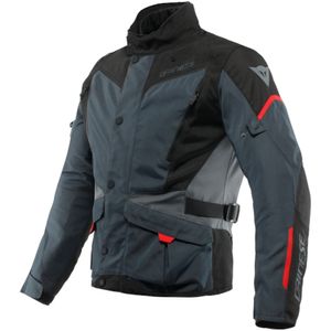 DAINESE Tempest 3 D-Dry Jacket, Textiel motorjas heren, Ebony-Zwart-Lava Rood