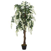 Kunstplant wisteria 840 bladeren 150 cm groen en wit