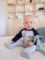 Molton babypyjama met opening aan de voorkant gechineerd lichtgrijs - thumbnail