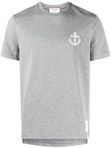 Thom Browne Anchor-embroidered cotton T-shirt - Gris