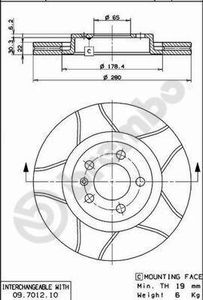 Remschijf BREMBO, Remschijftype: Gespleten: , u.a. für Audi, Skoda, VW, Seat