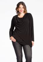 Yoek Gedrapeerde tuniek met rits | Zwart | Maat 46/48