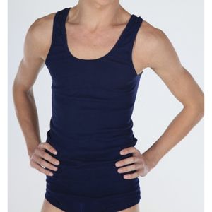 Set van 2x stuks beeren heren hemd/singlet navy blauw 100% katoen, maat: M