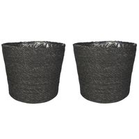 Set van 4x stuks plantenpot/bloempot van jute/zeegras diameter 26 cm en hoogte 23 cm grijs