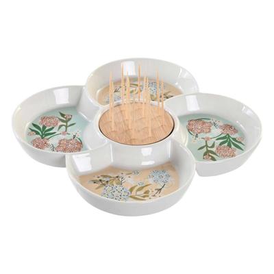 Snackdienblad DKD Home Decor Groen 22 x 22 x 3 cm Keramiek