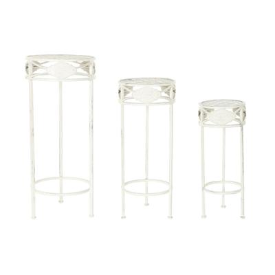 Set van 3 tafels Home ESPRIT Wit 30,5 x 30,5 x 70 cm (3 Onderdelen)
