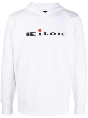 Kiton hoodie en coton à logo imprimé - Blanc