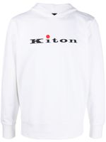 Kiton hoodie en coton à logo imprimé - Blanc