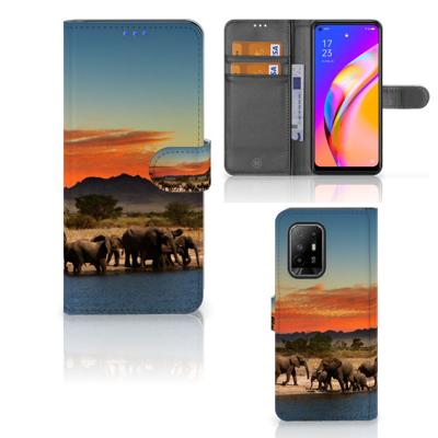 OPPO Reno5 Z | A94 5G | Telefoonhoesje | Met pasjeshouder | Olifanten