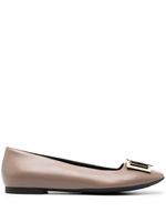 Furla decorative-buckle leather ballerina shoes - Tons neutres