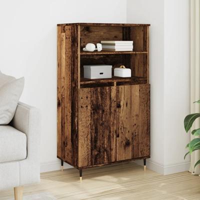Hoge kast 60x36x110 cm bewerkt hout oud houtkleurig