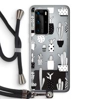 Cactusmotief: Huawei P40 Pro Transparant Hoesje met koord