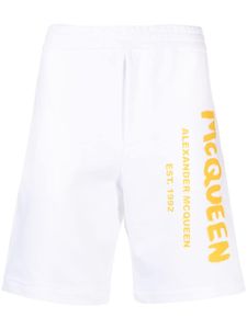 Alexander McQueen short en coton à logo imprimé - Blanc