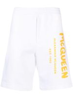 Alexander McQueen short en coton à logo imprimé - Blanc