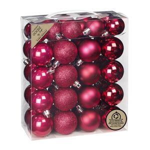 Kerstballen - 44x stuks - kunststof - bessen roze - mix