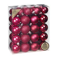 Kerstballen - 44x stuks - kunststof - bessen roze - mix