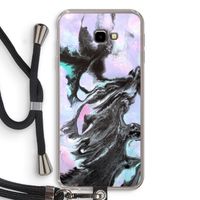 Pastel zwart: Samsung Galaxy J4 Plus Transparant Hoesje met koord