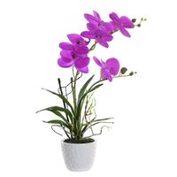 Items Orchidee bloemen kunstplant in witte bloempot - roze bloemen - H45 cm   -