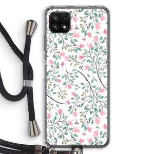 Sierlijke bloemen: Samsung Galaxy A22 5G Transparant Hoesje met koord