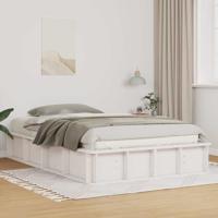 Bedframe met opslag Wit 135 x 190 cm Hout