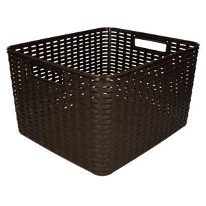 Opbergmand - Kastmand - rotan kunststof - donkerbruin - 28 Liter - 34 x 40 x 23 cm