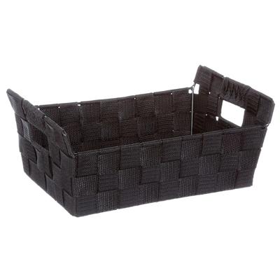 5Five gevlochten opbergmand rechthoek - zwart - 28 x 20,5 x 11,5 cm - Kast-/badkamer mandjes