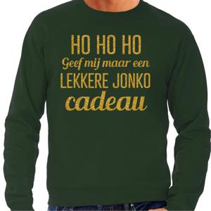 Foute kersttrui/sweater voor heren - Hohoho jonko cadeau - groen - glitter goud