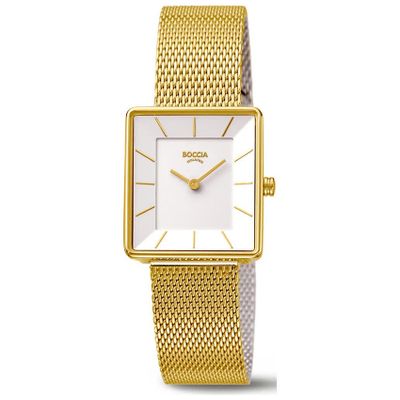 Boccia 3351-06 Horloge titanium-staal goudkleurig-wit 25 mm